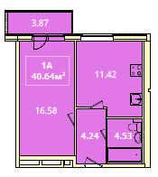 Двухкомнатная квартира 67.62 м²