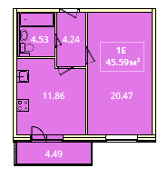 Двухкомнатная квартира 67.62 м²
